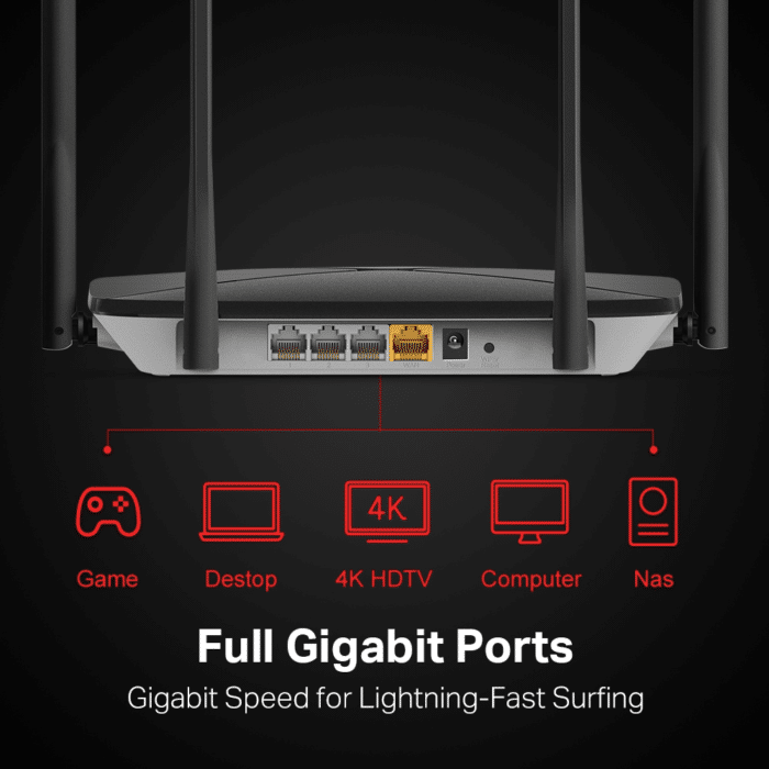 Mercusys Ac12G Ac1200 1200Mbps 4 Antenna Dual Band Wi-Fi Gigabit Router - Image 3