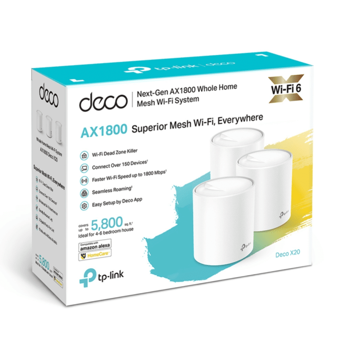Bidbazar Tp-Link Deco X20 Ax1800 Whole Home Mesh Best Wi-Fi 6 Router (3 Pack) Tp-Link Deco X20,Tp-Link,Deco X20,Mesh Wi-Fi System,Whole Home Coverage,Tri-Band,Mu-Mimo,Beamforming,Gigabit Ethernet,Parental Controls,Seamless Roaming,Smart Home,Wireless Router,Home Networking,3 Pack,X20 3 Pack,Mash