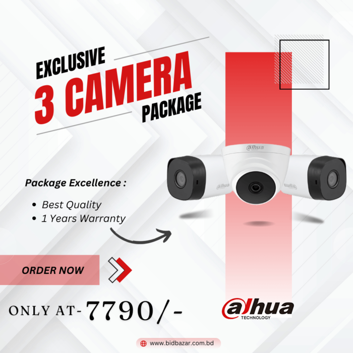 Bidbazar Dahua 2Mp Night Vision Camera Package (3 Camera) Camera Package,Business Security Camera System,Cctv Camera Package,Dahua Hac-B1A21,Surveillance Camera System,Weatherproof Cctv Camera,Remote Access Cctv,Wired Cctv Camera,Security Camera Price Bangladesh,Security Camera Installation,Cctv Security Camera Package,2 Camera Cctv System,Dahua Dh-Hac-T1A21P-A,4 Channel Dvr Recorder,Cctv Hard Drive,Cat6 Cable For Cctv,Cctv Camera Adapter,Cctv Video Balun